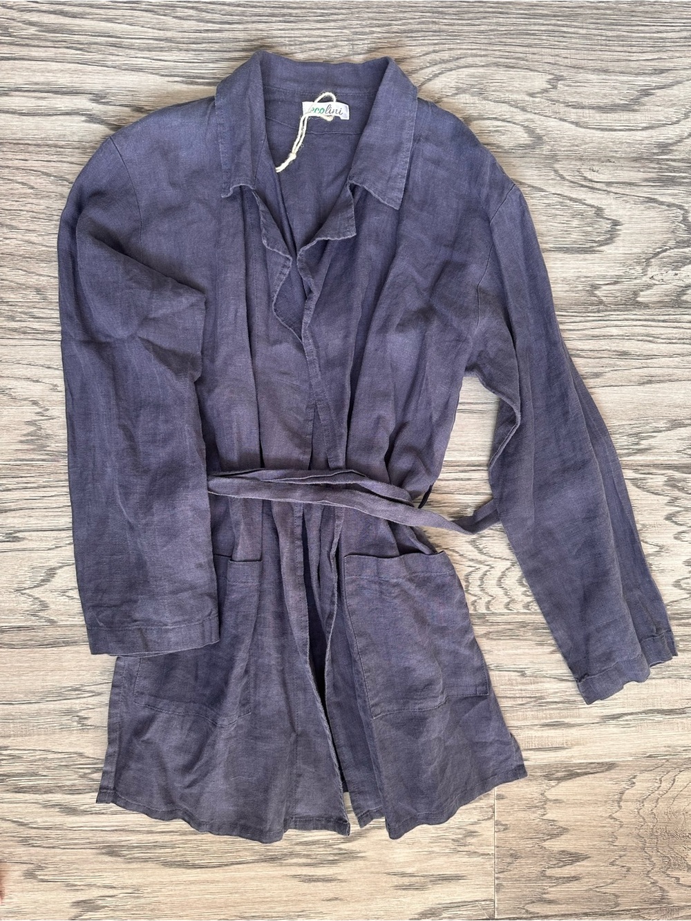LINI Navy Linen Belted Jumpsuit